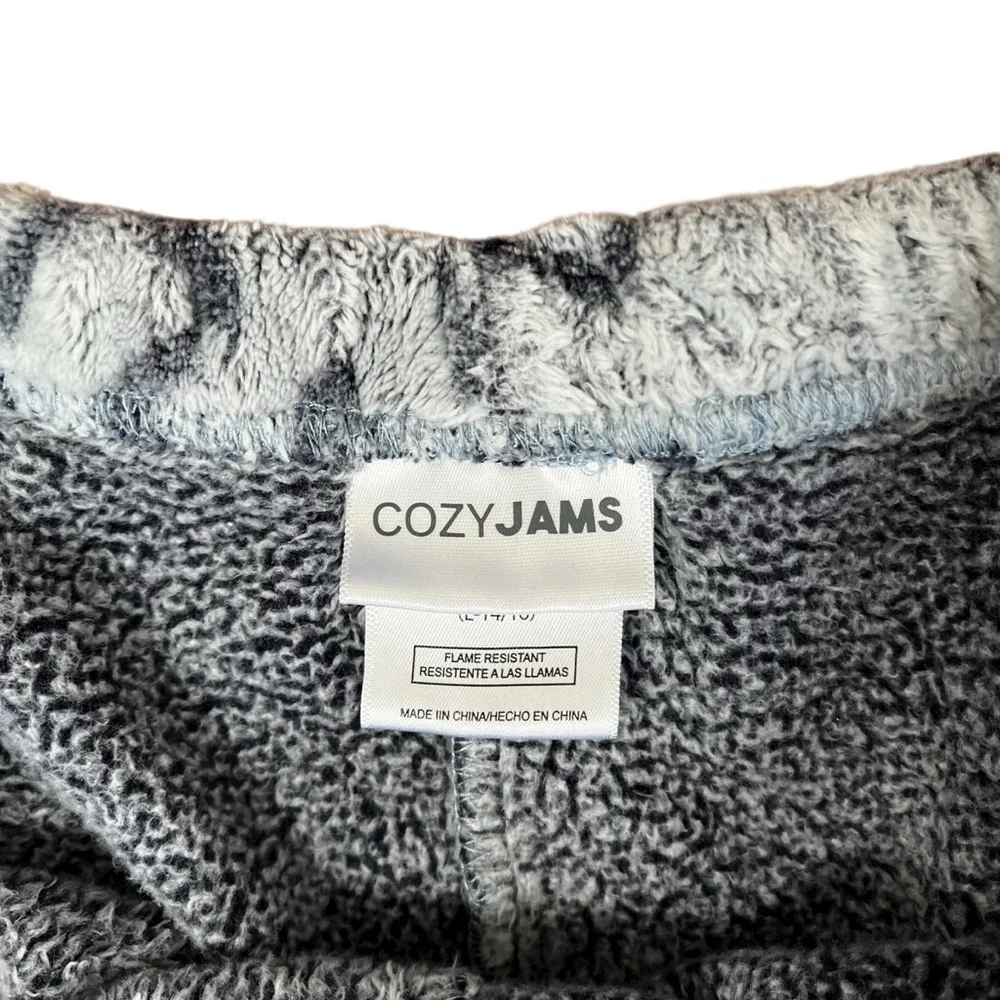 Cozy Jams Youth L 14/16 Gray Lightening Bolt Soft Pants Pajama PJ Elastic Waist